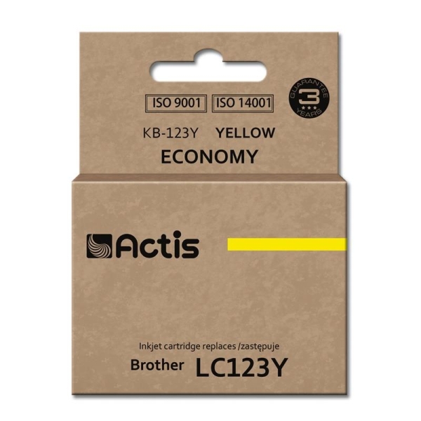Tusz ACTIS KB-123Y (zamiennik Brother LC123Y/LC121Y; Standard; 10 ml; żółty)