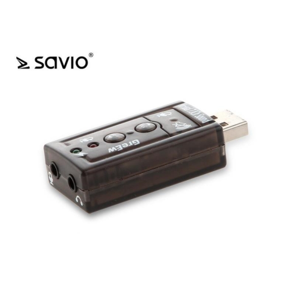 SAVIO AK-01 Karta dźwiękowa USB 7.1, 16bit sound, Plug & Play, blister-1408642
