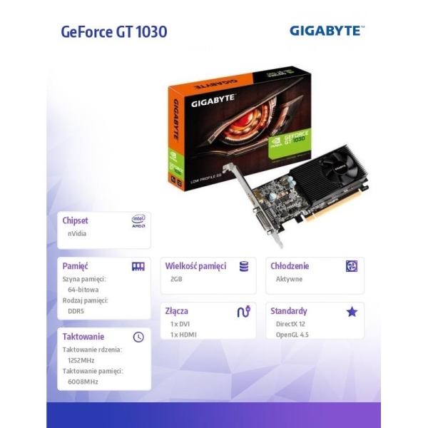 Karta graficzna GeForce GT 1030 2GB GDDR5 64BIT PCI-e/HDMI/DVI-1448147