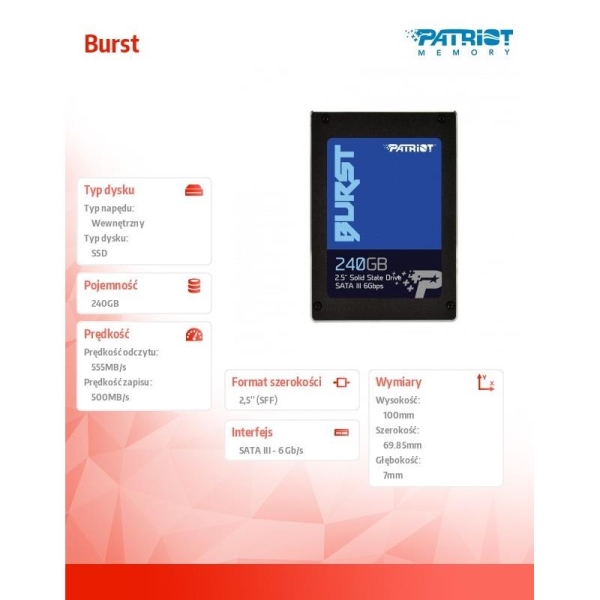 SSD 240GB Burst 555/500 MB/s SATA III 2,5
