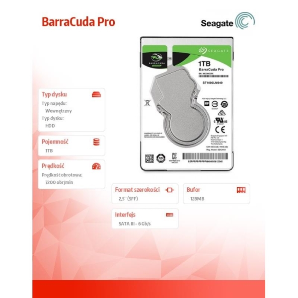 BarraCuda Pro 1TB 2,5'' 128MB ST1000LM049-1470860