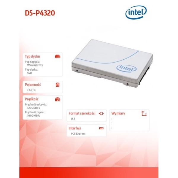 Dysk SSD D5-P4320 7.68TB PCIe 3.1 x4 3D2 QLC-1497827