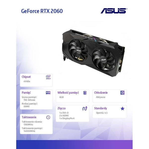 Karta graficzna GeForce RTX 2060 DUAL 6G EVO 6GB GDDR6 192BIT DP/2HDMI/DVI-D-1528870