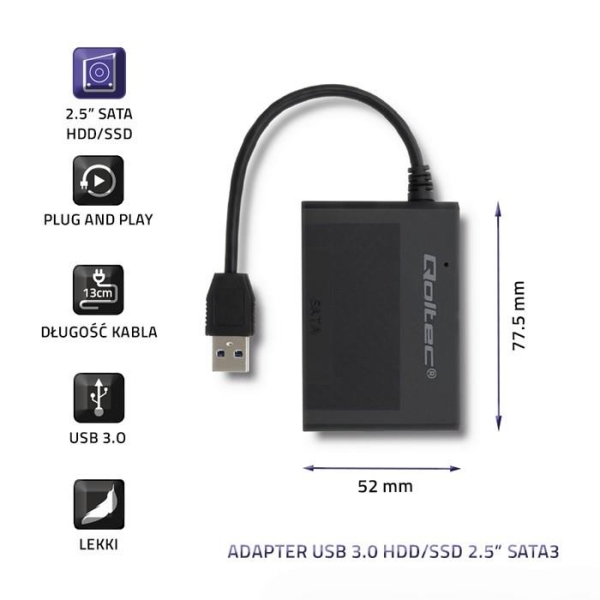 Adapter USB 3.0 do dysków HDD/SSD 2.5 cala SATA3 -1540468