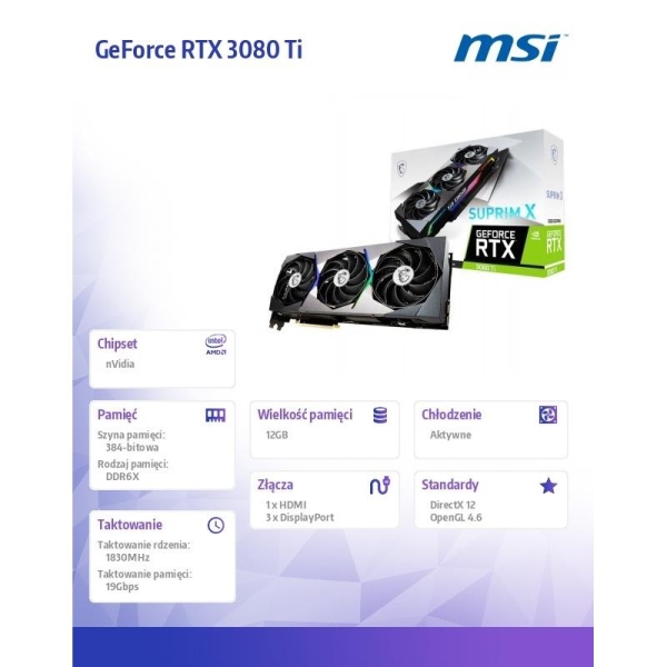 Karta graficza RTX 3080Ti SUPRIM X 12GB GDDR6X 384bit 3DP/HDMI -1593271