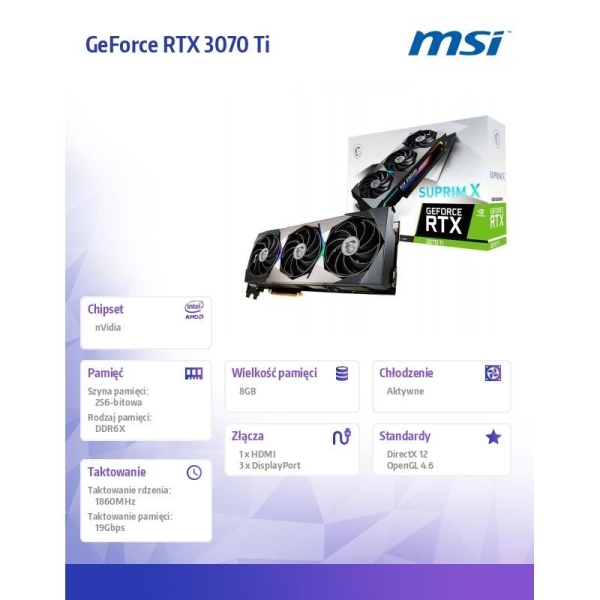 Karta graficza RTX 3070Ti SUPRIM X 8GB GDDR6X 256bit 3DP/HDMI -1596533