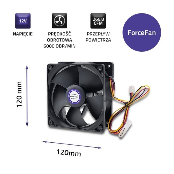 Wentylator ForceFan 6000 RPM | 120mm | 12V -1660055