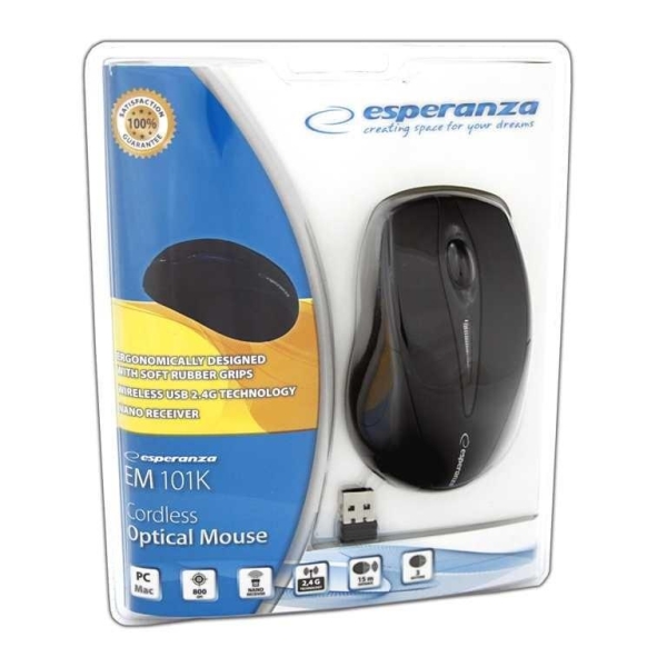 Bezprzewodowa Mysz optyczna EM101K USB, 2,4 GHz, NANO odbiornik-1685954