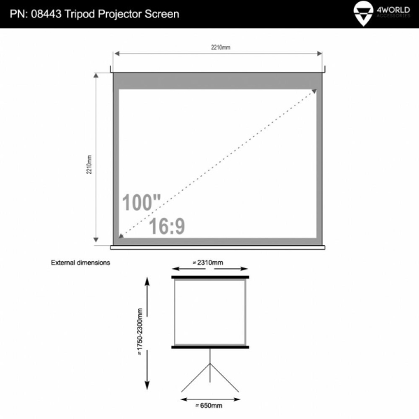4W Ekran projekcyjny na statywie 221x124 (100
