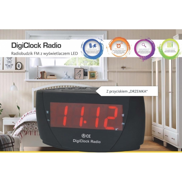 DigiClock Radio radiobudzik FM z wyświetlaczem LED