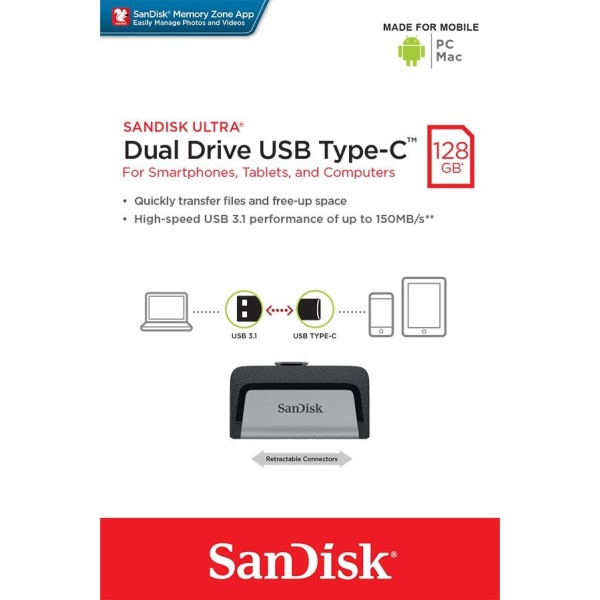 Pendrive Ultra Dual Drive 128GB USB 3.1 Type-C 150MB/s-1778220
