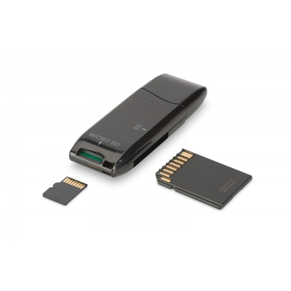 Czytnik kart 2-portowy USB 2.0 HighSpeed SD/Micro SD, kompaktowy, czarny-1784912