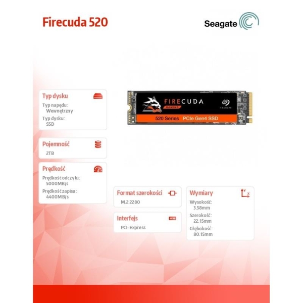 Dysk SSD Firecuda 520 2TB PCIe M.2 -1809612