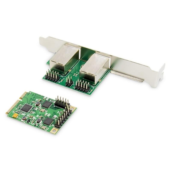 Karta sieciowa przewodowa mini PCI Express 2x RJ45 Gigabit 10/100/1000Mbps Low Profile-1835952