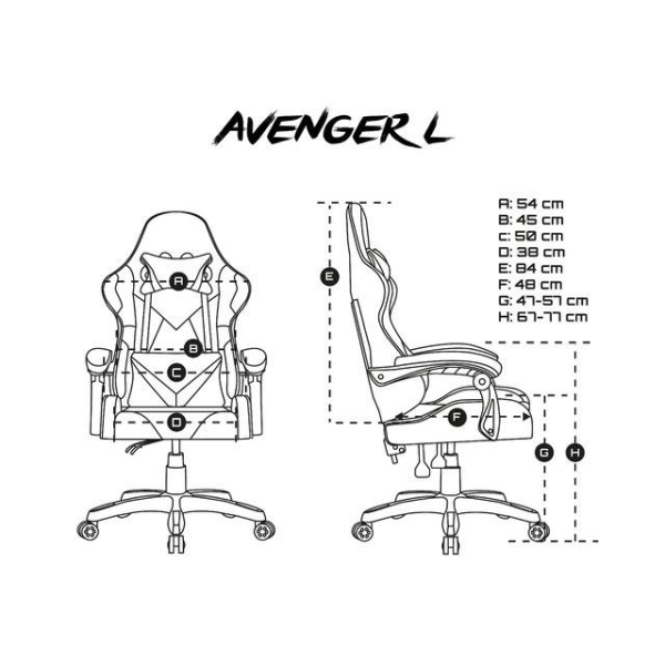 Fotel dla graczy Avenger L Czarno-biały -1836566