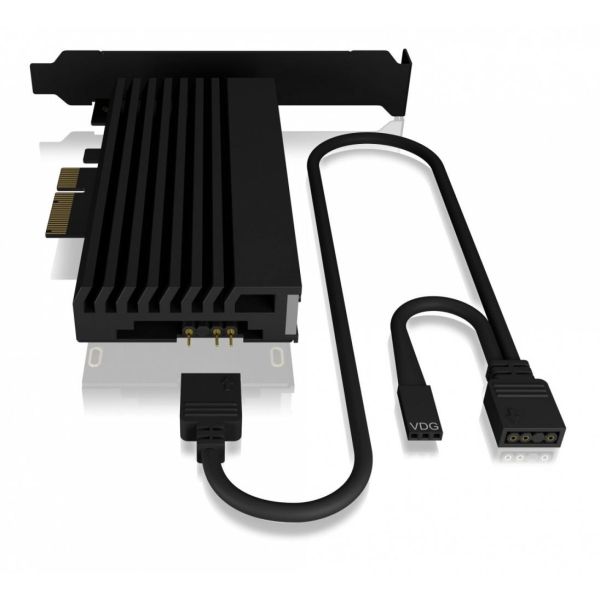 Karta PCIe z gniazdem M.2 M-Key dla jednego dysku SSD M.2 NVMe, podświetlenie ARGB IB-PCI224M2-RGB