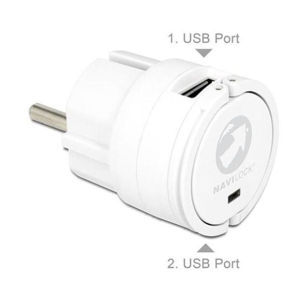 Ładowarka sieciowa NAVILOCK 2X USB 2.1A 100-240V biała mini rozmiar-1858133
