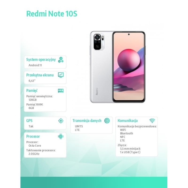 Smartfon Redmi Note 10S 6/128 GB Pebble White-1890063