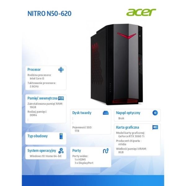 Komputer NITRO N50-620 W10/i5-11400F/RTX3060Ti -1890465