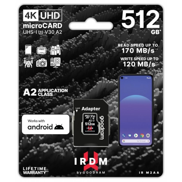Karta pamięci microSD IRDM 512GB UHS-I U3 A2  + adapter