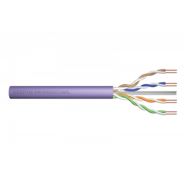 Kabel teleinformatyczny instalacyjny kat.6, U/UTP, Dca, drut, AWG 23/1, LSOH, 50m, fioletowy