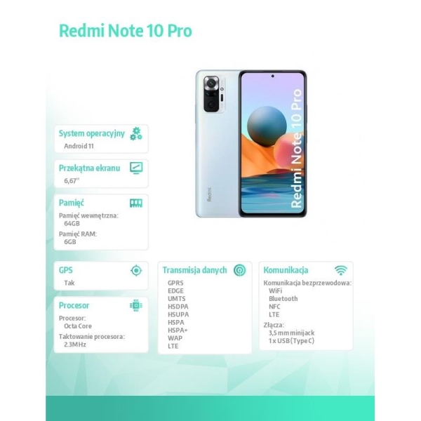 Smartfon Redmi Note 10PRO 6+64 GLACIER BLUE -1931444