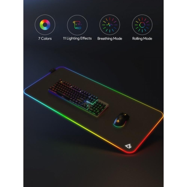 KM-P7 RGB XXL gamingowa podkładka pod mysz i klawiaturę | 900x400x4mm | wodoodporna | gumowany spód | aplikacja G-aim