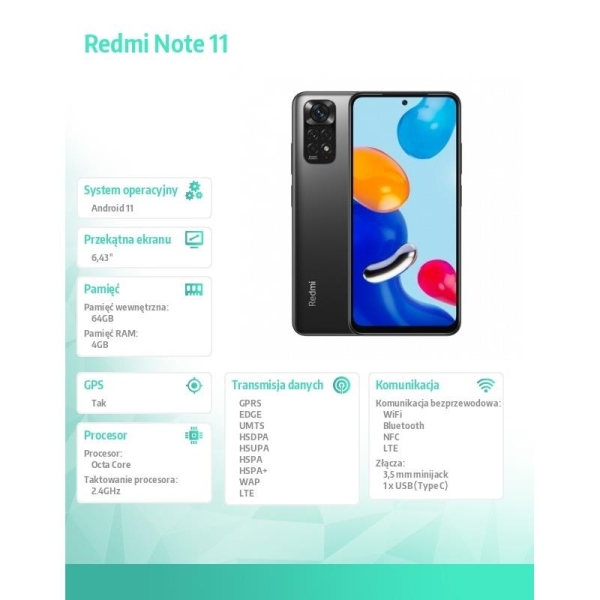 Smartfon Redmi Note 11 4+64 szary-1947977